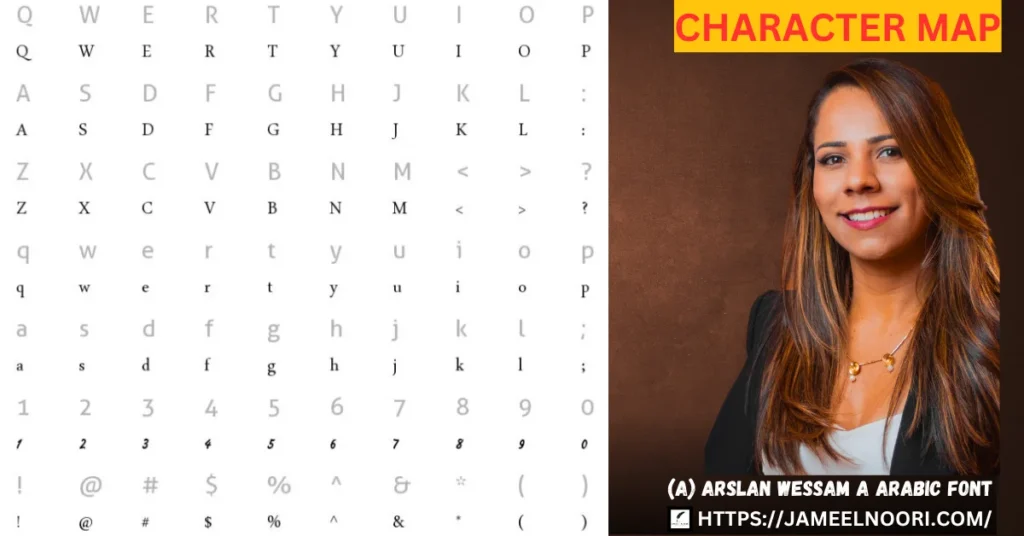 (A) Arslan Wessam A Arabic Font Character Map – Arabic Calligraphy Preview