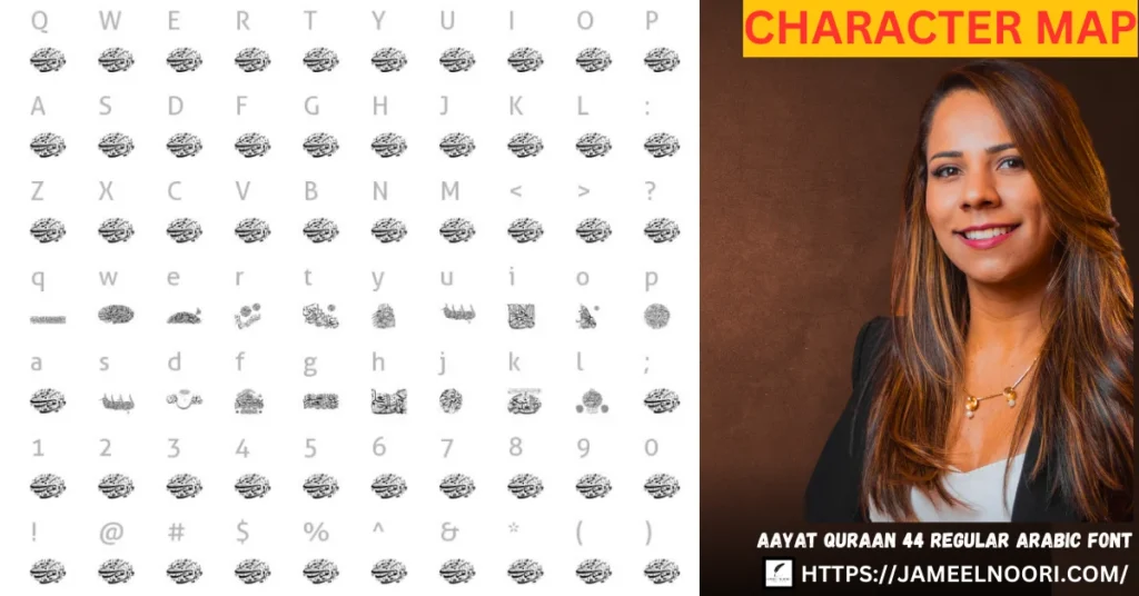 Aayat Quraan 44 Regular Arabic Font style preview for Urdu and Arabic designs