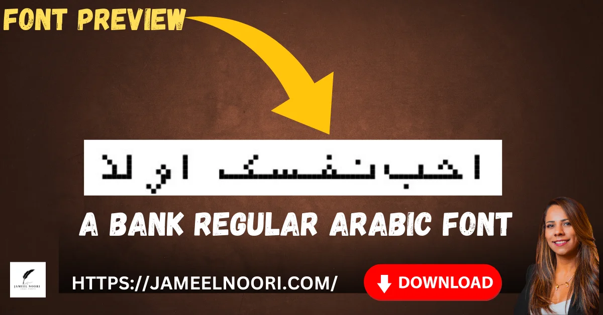 A Bank Regular Arabic Font preview in modern design