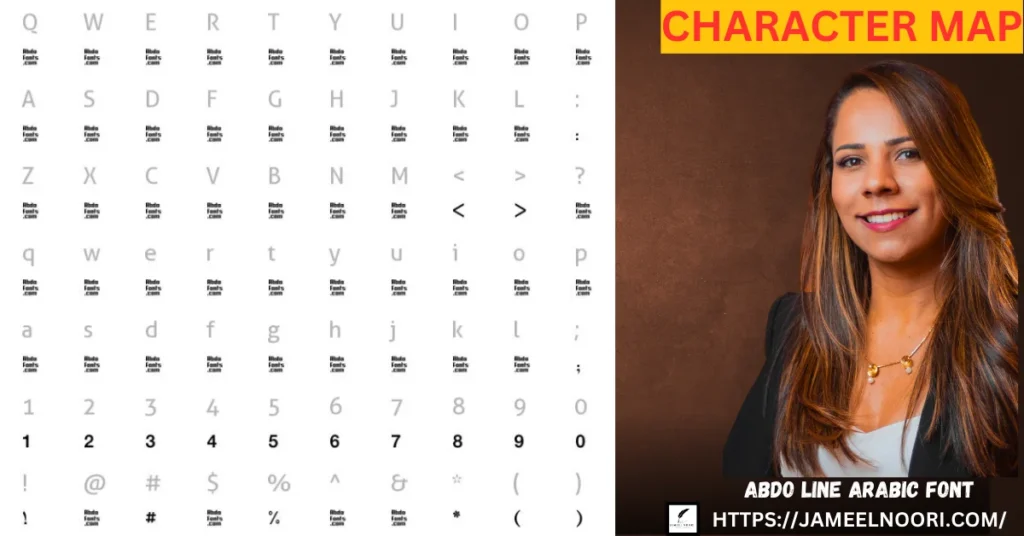 Abdo Line Arabic Font character map aur Arabic letters ka clear display