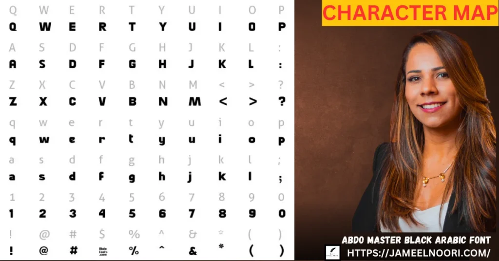 Abdo Master Black Arabic Font character map and Arabic letter style