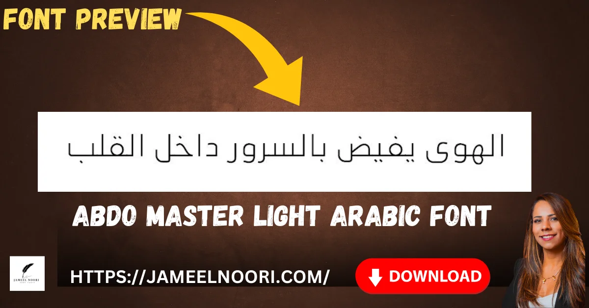 Abdo Master Light font download showcase with elegant calligraphy style