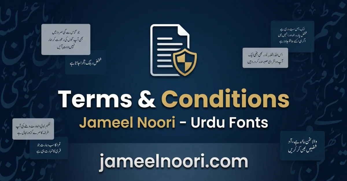 Jameel Noori Terms and Conditions page for free Urdu Fonts downloads